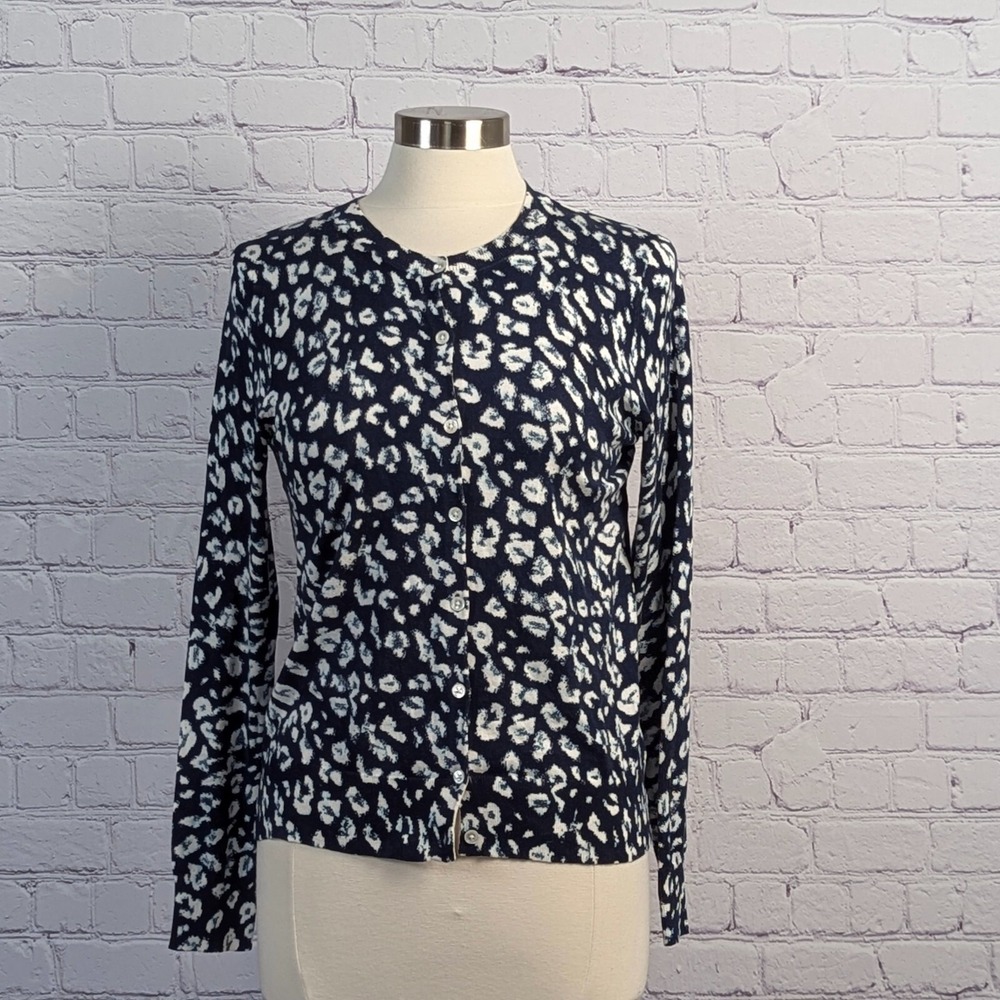 Banana Republic Sz Small Cardigan Stretch Cardigan Blue White Classic Preppy